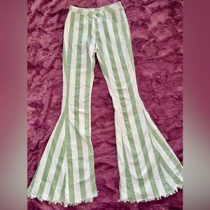 Altar’d State Green and White bell bottoms